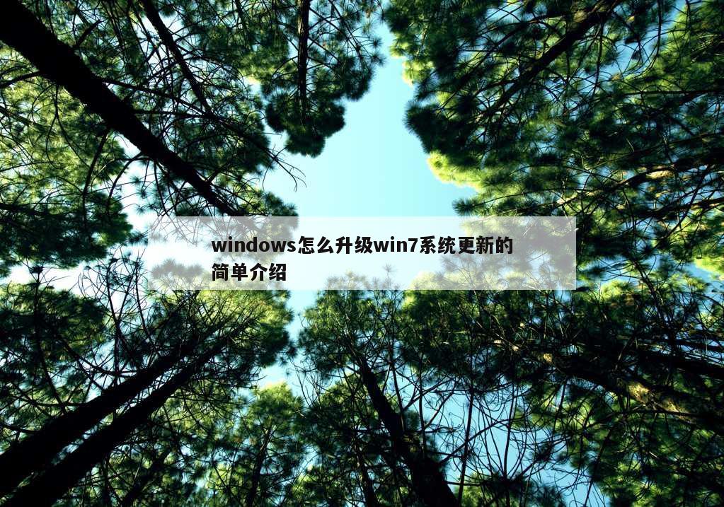 windows怎么升级win7系统更新的简单介绍