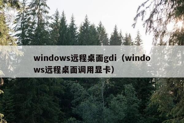 windows远程桌面gdi（windows远程桌面调用显卡）