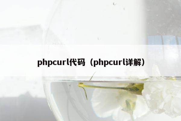 phpcurl代码（phpcurl详解）
